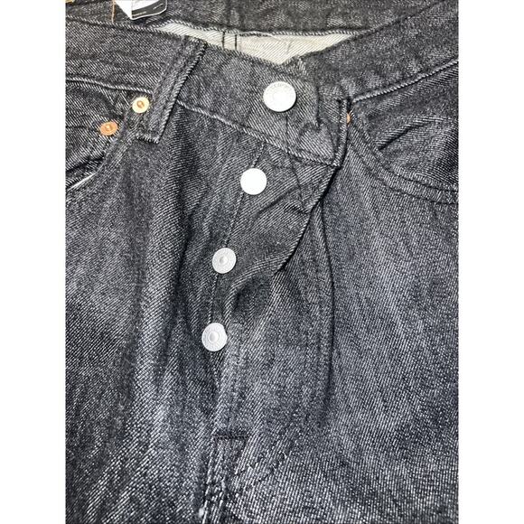 NEW Levis 501 Classic Straight BUTTON FLY 30x30 Stretch Denim Jeans Black - Picture 3 of 7